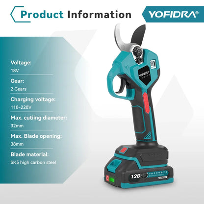 YOFIDRA 38mm cisaille électrique sans brosse 2 vitesses sans fil arbre bonsaï taille ciseaux électriques pour Makita 18V batterie broche
