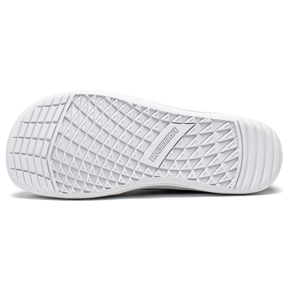 HOBIBEAR chaussures mi-hautes pieds nus unisexe boîte à bout large baskets en toile zéro goutte à lacets chaussures de marche en plein air