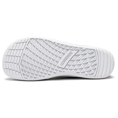 HOBIBEAR chaussures mi-hautes pieds nus unisexe boîte à bout large baskets en toile zéro goutte à lacets chaussures de marche en plein air