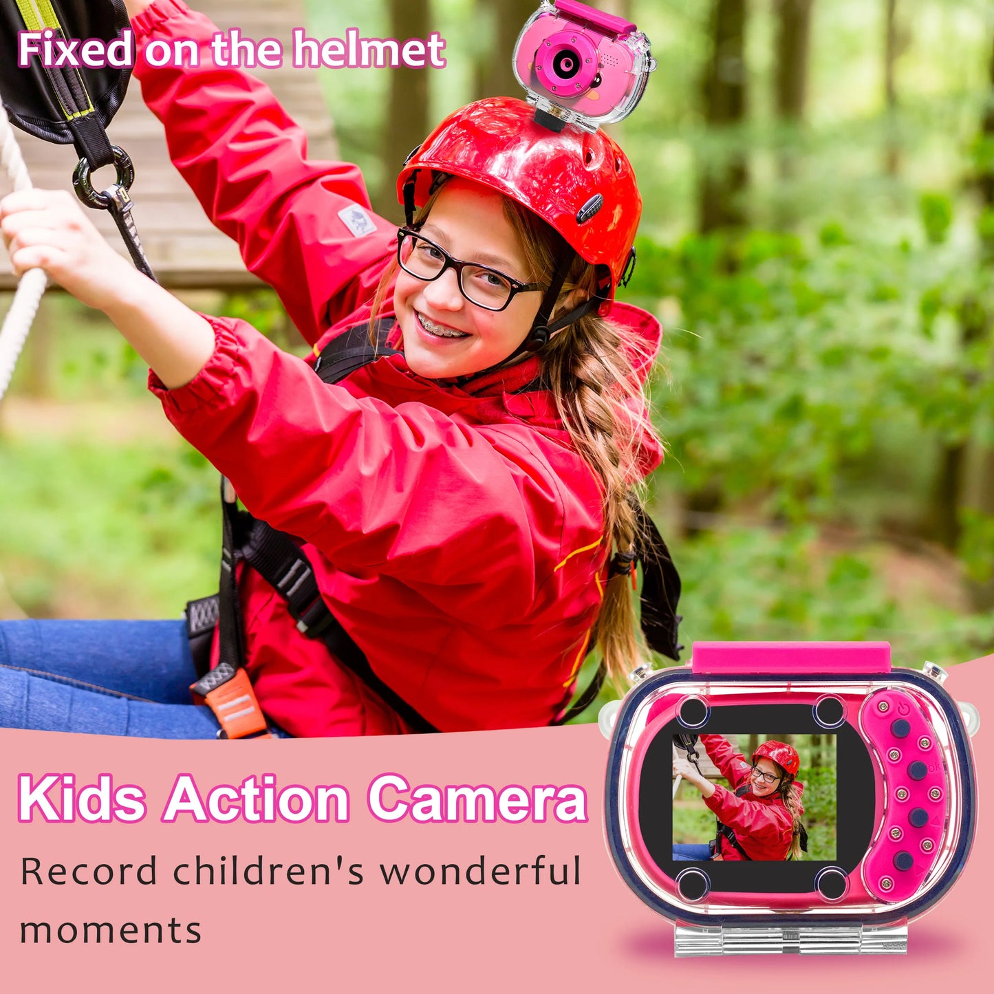 Caméra étanche pour enfants, caméra d'action, chargement USB, pour les sports de plein air, le ski, l'escalade, le cyclisme, la natation, les accessoires de sport