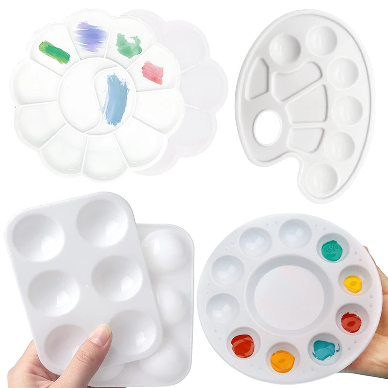 Palette de peinture plateau de peinture en plastique formes multiples tailles bureau école étudiant dessin fournitures d'art aquarelle peinture à l'huile ZYF