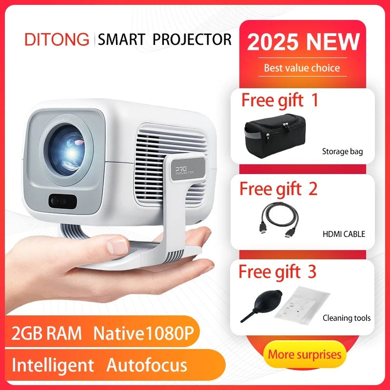 DITONG X3Plus HD projecteur natif 1080P prise en charge 4K WIFI6 BT5.4 projecteur Android mise au point automatique auto-keystone projecteur de cinéma maison