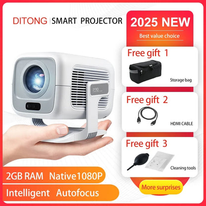 DITONG X3Plus HD projecteur natif 1080P prise en charge 4K WIFI6 BT5.4 projecteur Android mise au point automatique auto-keystone projecteur de cinéma maison