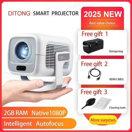 DITONG X3Plus HD projecteur natif 1080P prise en charge 4K WIFI6 BT5.4 projecteur Android mise au point automatique auto-keystone projecteur de cinéma maison