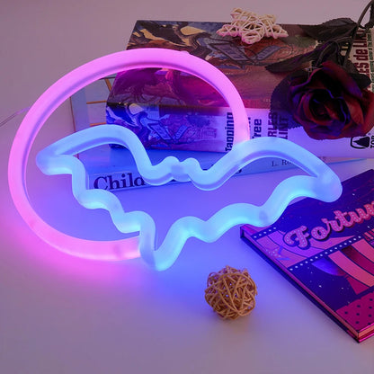 Lumières décoratives en forme de chauve-souris d'halloween, décoration murale alimentée par USB/batterie, pour enfants, cadeau, maison hantée, fête, décoration de la maison