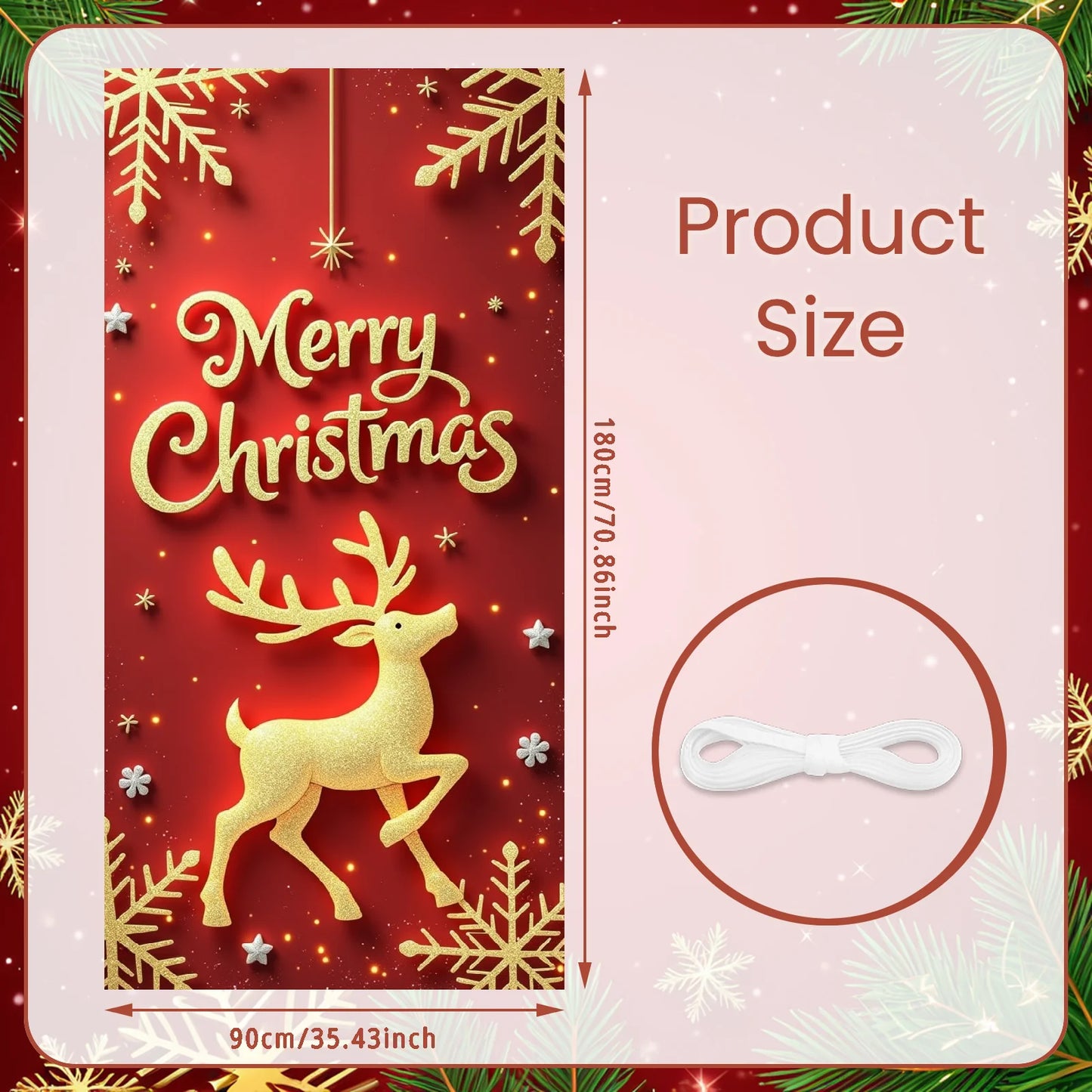Drapeau suspendu de noël, bannière de porte de porche, décorations de noël pour la maison, ornements 2025, cadeaux de noël, décor du nouvel an 2026