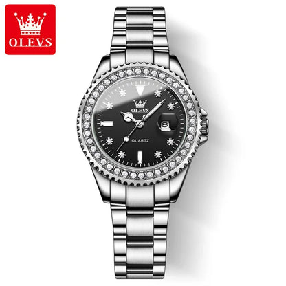 OLEVS 9945 Original diamant montre à Quartz pour femmes  élégant montres en acier inoxydable étanche femmes montres