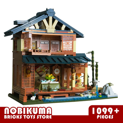 Décennie s de construction de cabane en rondins de style japonais, jouets de ville, maison de source chaude, briques MOC, scène d'anime, modèle PRModel, cadeaux d'anniversaire pour adultes et enfants