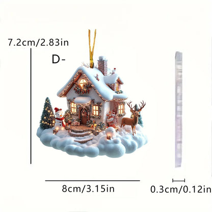 Ornements de Noël en acrylique pour la décoration de la maison, château de neige, maison, cadeau de nouvel an