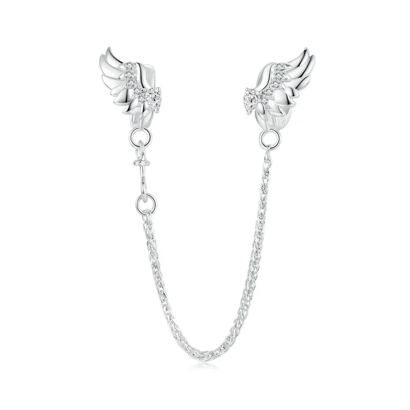 Meilleure vente 100% argent Sterling 925 la clé de coeur silicone sécurité chaîne breloque Wostu Original perles Bracelet bijoux CQC606
