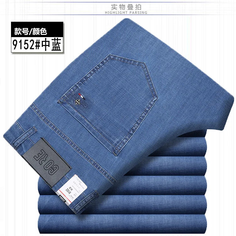 Jean Denim Fin pour Homme, Pantalon Droit, Décontracté, Bleu, Noir, Gris, Vêtements d'Été, Taille 40 42