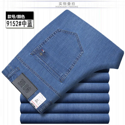 Jean Denim Fin pour Homme, Pantalon Droit, Décontracté, Bleu, Noir, Gris, Vêtements d'Été, Taille 40 42