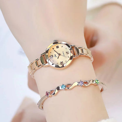 Montre argentée à petit cadran pour femme, acier inoxydable,