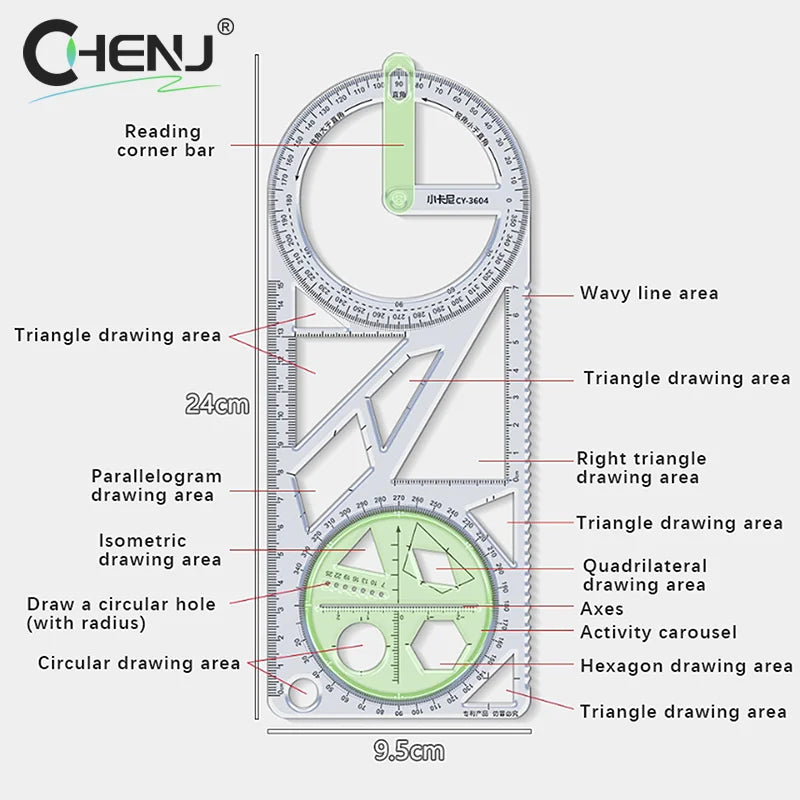 Règle géométrique multifonctionnelle