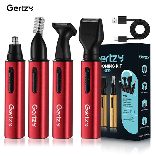 1 kit tondeuse à cheveux rechargeable pour oreilles et nez - chargement USB, 4 têtes interchangeables, design portable pour hommes et femmes