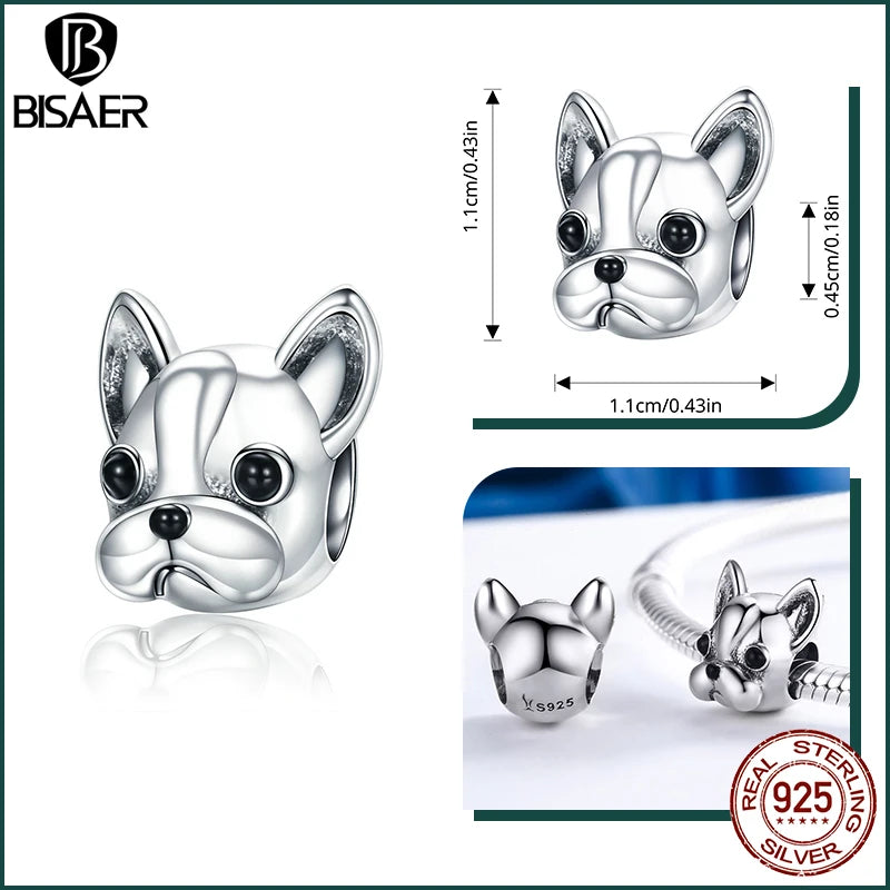 BISAER 925 en argent Sterling mignon chien breloque perle teckel animal de compagnie pendentif platine plaqué ajustement femmes Bracelet à bricoler soi-même bijoux fins