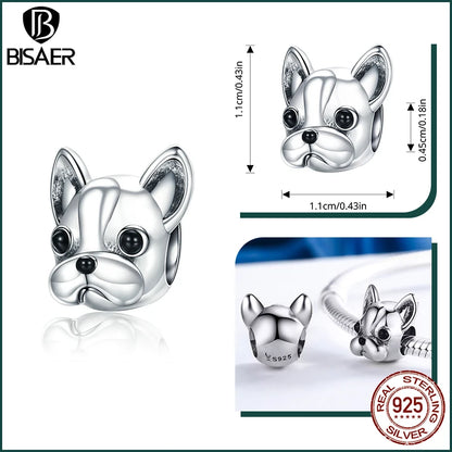 BISAER 925 en argent Sterling mignon chien breloque perle teckel animal de compagnie pendentif platine plaqué ajustement femmes Bracelet à bricoler soi-même bijoux fins