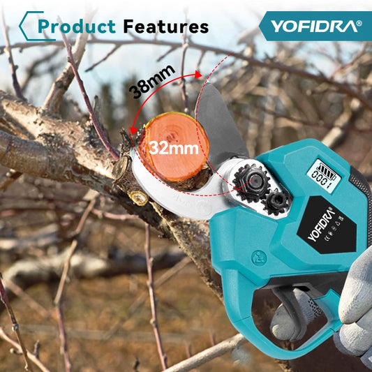 YOFIDRA 38mm cisaille électrique sans brosse 2 vitesses sans fil arbre bonsaï taille ciseaux électriques pour Makita 18V batterie broche