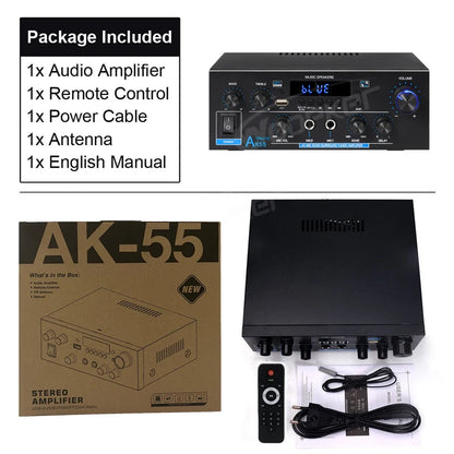 Woopker amplificateur Audio AK55 HiFi stéréo Channel2.0 RMS70W * 2 Bluetooth 5.3 prise en charge AUX/OPT/RCA amplificateur de puissance de caisson de basses alimenté