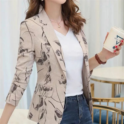 2023 printemps automne femmes nouveau imprimé petit costume veste femme à manches longues mince court rétro manteau dames petit parfumé haut Blazer