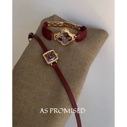 Montre à cadran fleuri pour femme, bracelet de luxe léger à la mode,