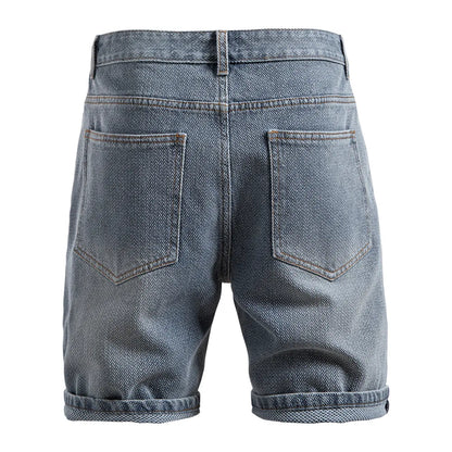 2025 été nouveau short en jean à grain étoile hommes Europe et états-unis rétro pantalon droit short en jean pour hommes EUR2XL