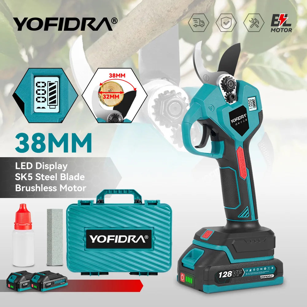 YOFIDRA 38mm cisaille électrique sans brosse 2 vitesses sans fil arbre bonsaï taille ciseaux électriques pour Makita 18V batterie broche