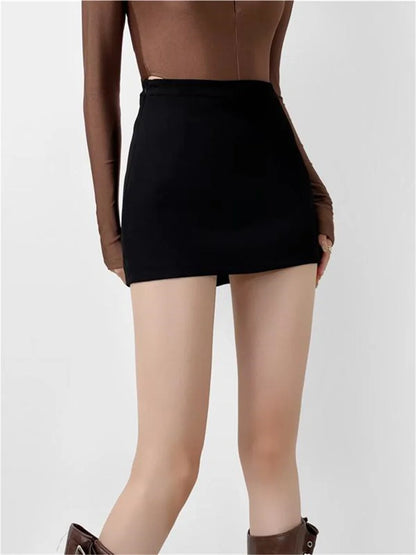 Mini jupes noires pour femmes, vêtements d'été, jupe crayon, mode coréenne, micro jupe japonaise Kawaii avec short, 2024