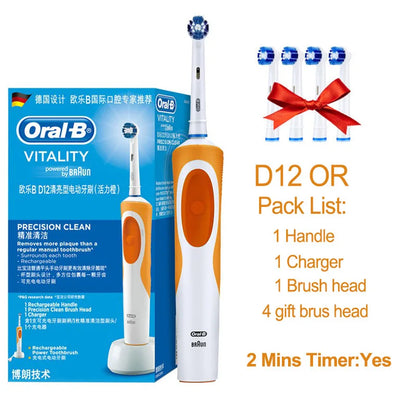 Oral B brosse à dents électrique Rotation nettoyage Oral 3D dent blanche adulte vitalité brosse à dents charge inductive + tête de brosse cadeau