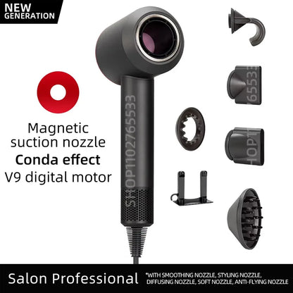Sèche-cheveux électrique ionique 5 en 1, sèche-cheveux sans lame à grande vitesse, Ion négatif professionnel, 1.8M, Super sans feuilles
