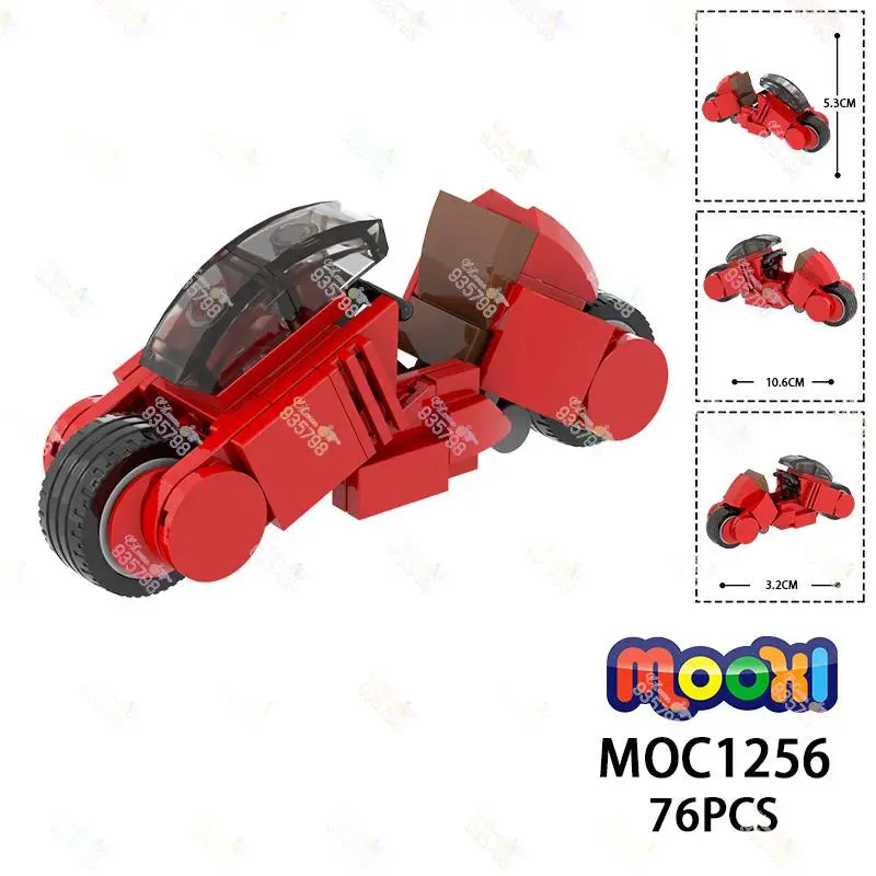 Blocs de construction de moto MOC, 76 pièces, modèles de moto Cyberpunk créatifs AKIRA Kaneda, jouets d'assemblage à monter soi-même pour enfants MOC1256