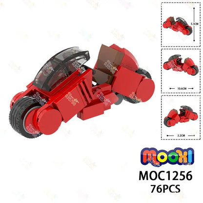 Blocs de construction de moto MOC, 76 pièces, modèles de moto Cyberpunk créatifs AKIRA Kaneda, jouets d'assemblage à monter soi-même pour enfants MOC1256