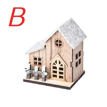 Lumière LED de noël maison en bois cabine lumineuse décorations de joyeux noël pour la maison bricolage ornements d'arbre de noël cadeaux pour enfants nouvel an