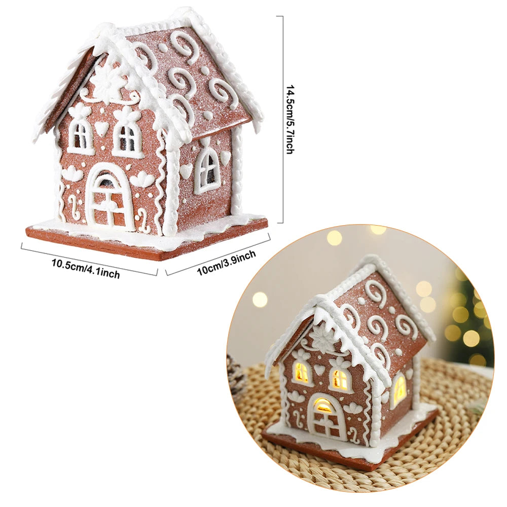 Maison de neige marron scintillante de noël, ornement brillant, maison de noël, nouvel an, décoration de bureau, cadeau pour enfant, fournitures de fête de noël