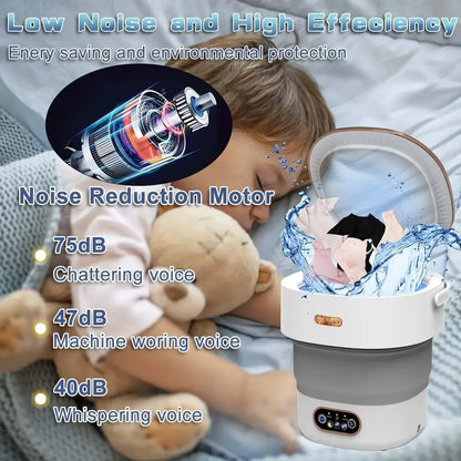 Machine à laver pliable de 15l avec sèche-linge, pour appartements, voyage, chaussettes portables, sous-vêtements, culottes, vêtements pour bébé