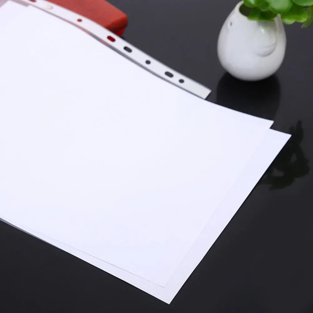 100 pièces Transparent en plastique perforé dossiers A4