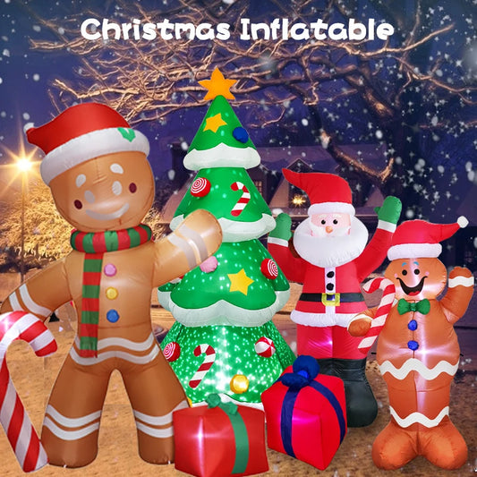 Décoration de noël gonflable du père noël avec lumières LED