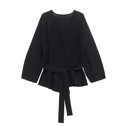 TRAFSHE printemps femmes épaulière ceinture tricot Blazer femmes rétro col en v à manches longues polyvalent femme manteau femmes vêtements 9598/128