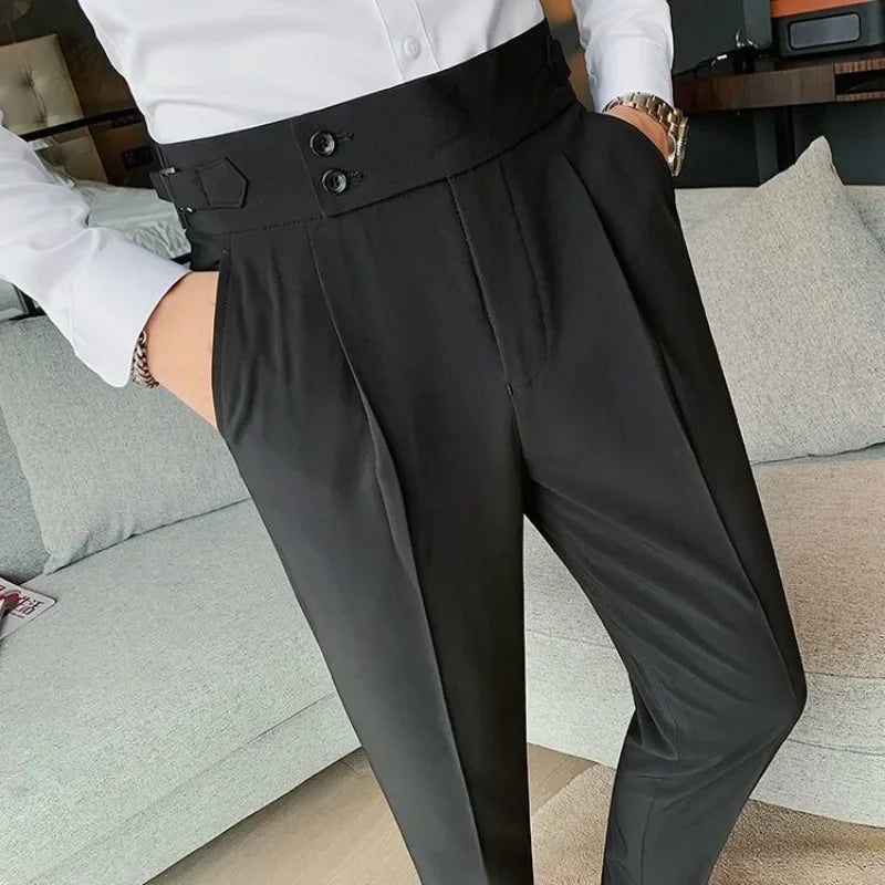FjPlus-Pantalon à Jambes Larges pour Homme, Vêtement Formel, de Luxe, Fin, Décontracté, Tissu de Travail, Grande Taille, Gris, Été, Offre, 2024
