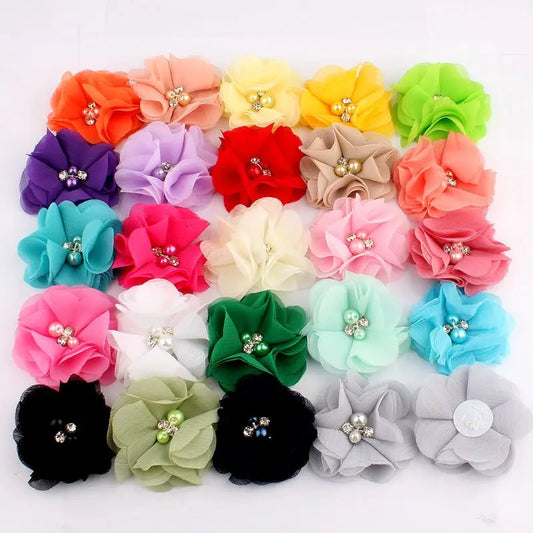 Mini fleurs artificielles en tissu mousseline de soie, 8 pièces, 2 pouces, 35 couleurs, pour Invitation de mariage, décoration de robe