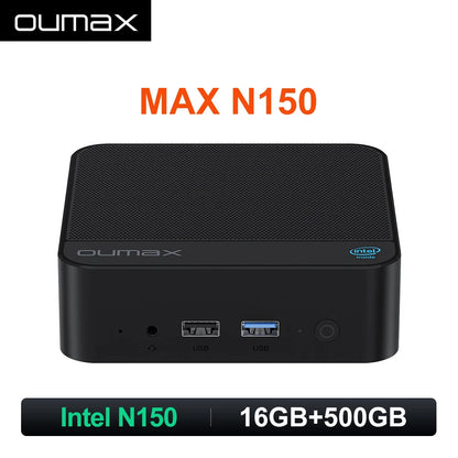 2025 OUMAX Intel Twin Lake N150 16GB 500GB Mini PC silencieux double 1000M LAN ordinateur de bureau pour bureau VS GMKtek Bmax G3 SOYO M2