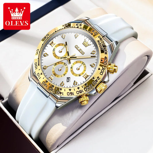 OLEVS 5618  montre de luxe Original Quartz femmes montre Silicone étanche montre calendrier chronographe