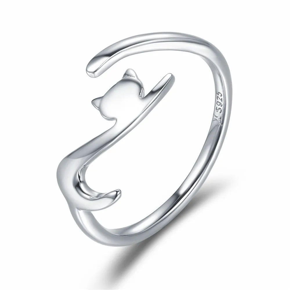 WOSTU-Bagues ajustables en argent regardé 925 pour femme, bijoux originaux empilables, taille ouverte