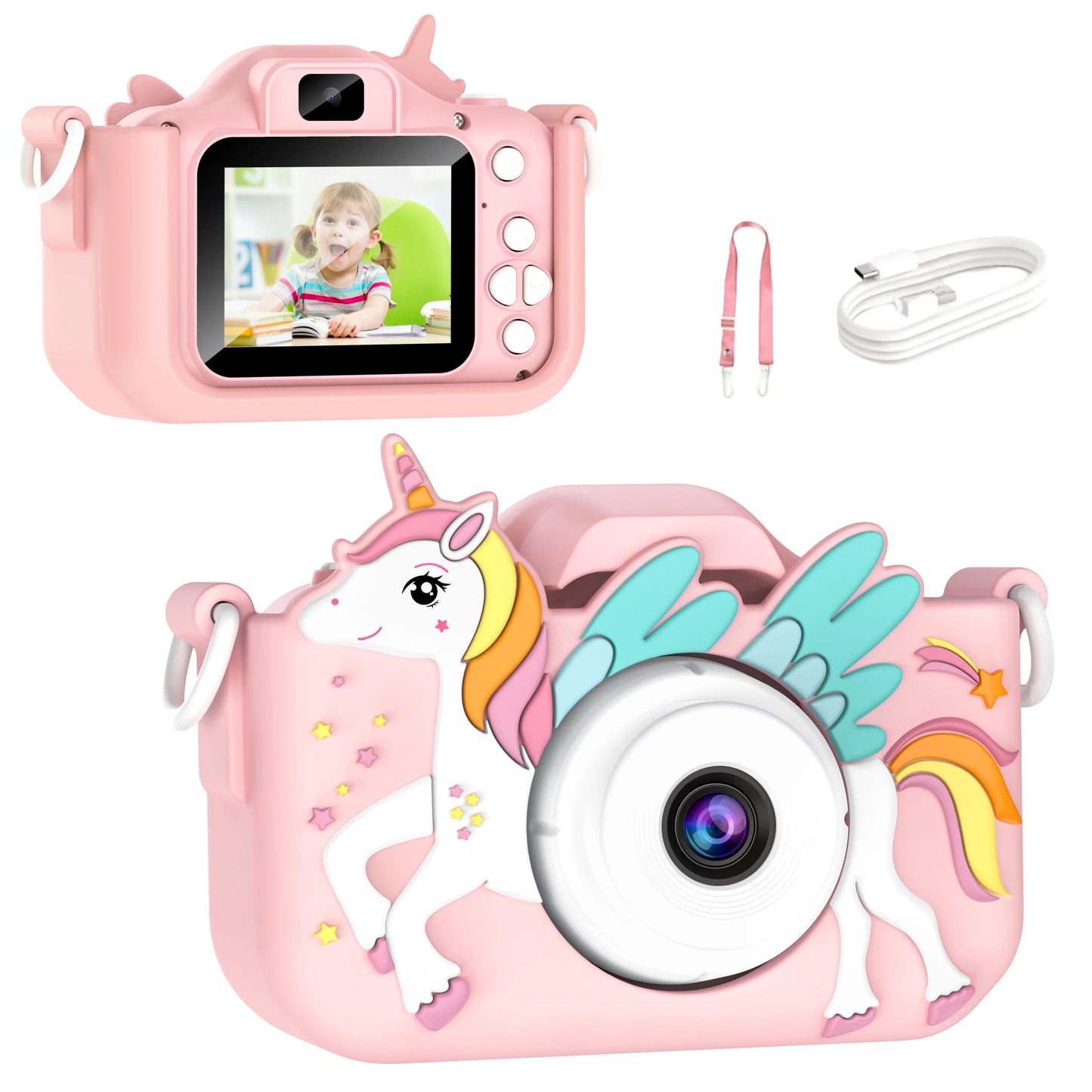 Belle licorne enfants Mini appareil photo numérique peut prendre des photos vidéo petite caméra photographie enfants cadeau d'anniversaire enfants jouets