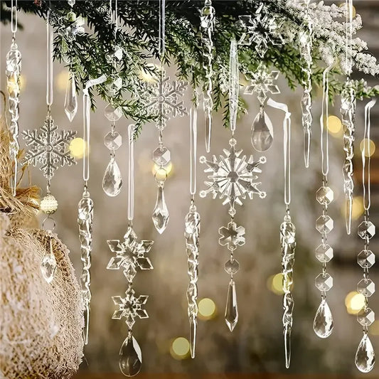 3/5/18 pièces ornements d'arbre de noël en cristal-nouvel an, décorations de fête d'hiver, décorations d'arbre festives, idéal pour noël