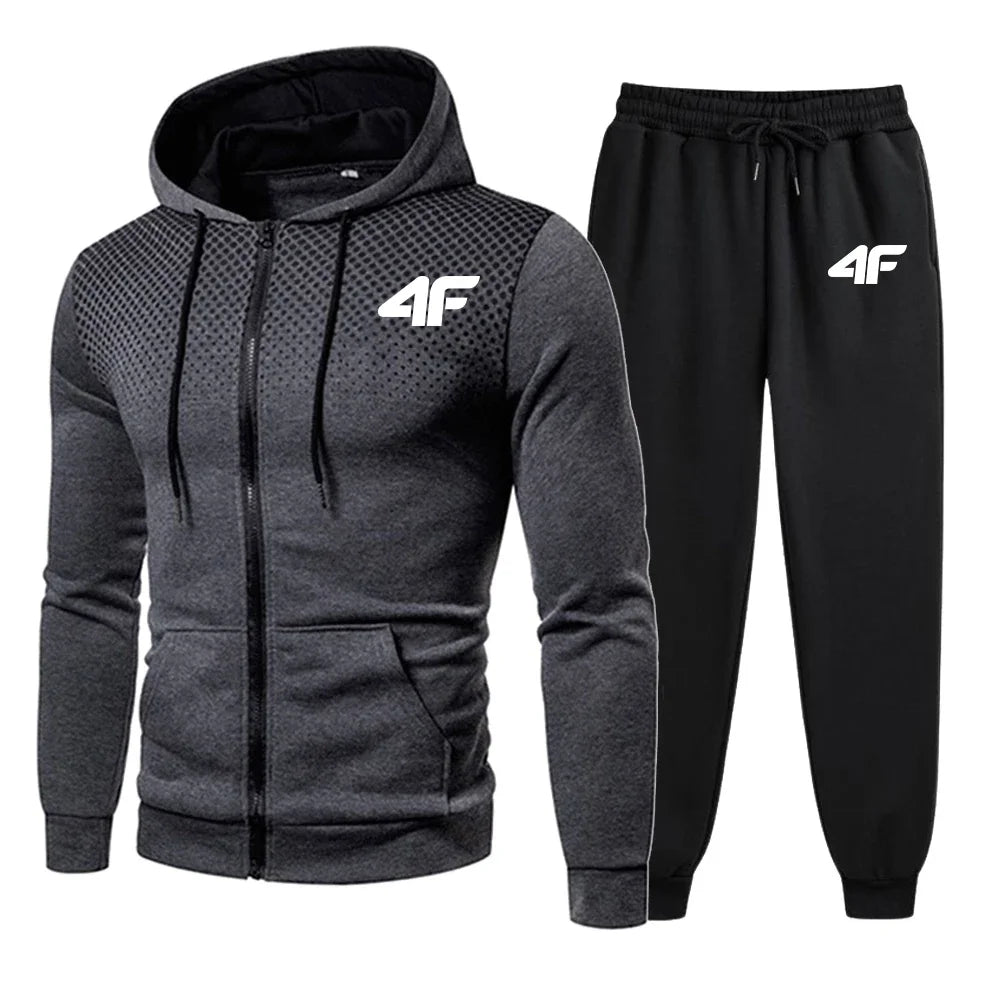 Survêtements pour hommes imprimé décontracté point rond veste à glissière + pantalon de survêtement de jogging 2 pièces ensemble quotidien sweat à capuche vêtements offres spéciales