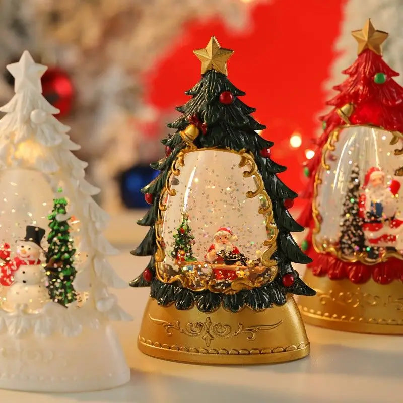 Les veilleuses lumineuses de Noël décèrent le bureau avec des flocons de neige et des lanternes à vent de Noël créant une atmosphère festive