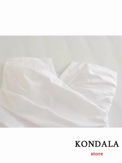 KONDALA nouveau Chic Sexy solide blanc gaine courte asymétrique Y2K femmes haut à bretelles mode 2023 plissé Zip Cool haute rue gilet