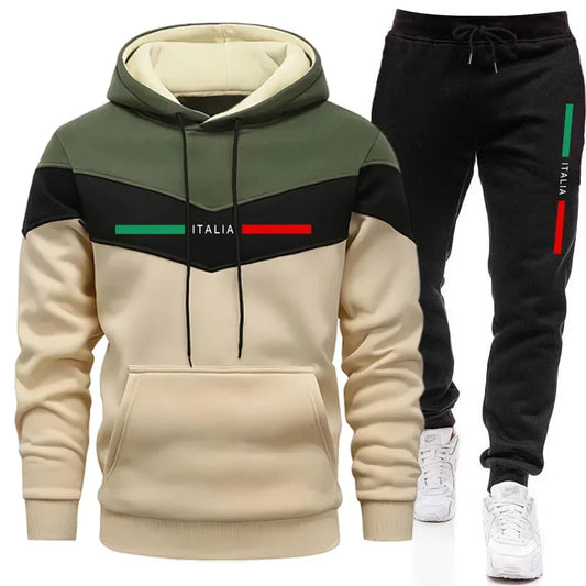 Automne hiver hommes sport survêtement ensemble sweat à capuche décontracté mode urbaine survêtement à capuche pantalons de survêtement italie imprimé tenues