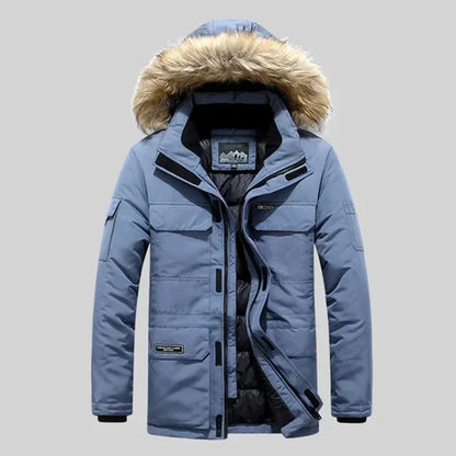 Parkas à capuche en fourrure d'hiver pour hommes, coupe-vent pour la neige, épais-30 degrés, garde au chaud, vestes d'extérieur, taille 6XL
